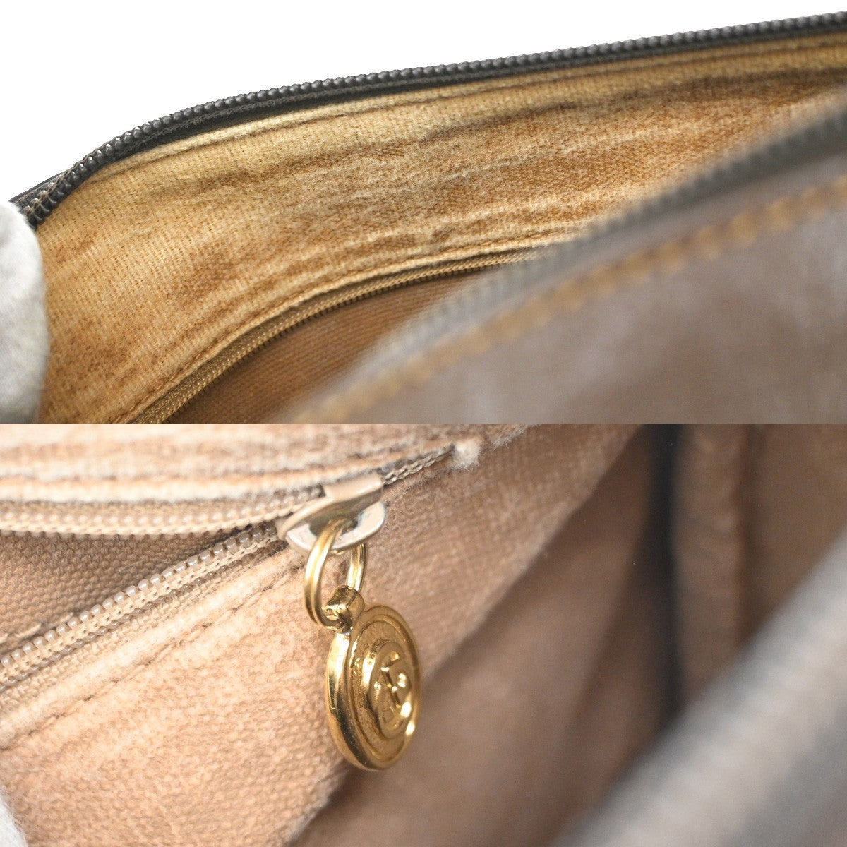 GUCCI Logo Sherry Web Line GG Pattern Hand Bag PVC Leather Brown Italy 65YJ158