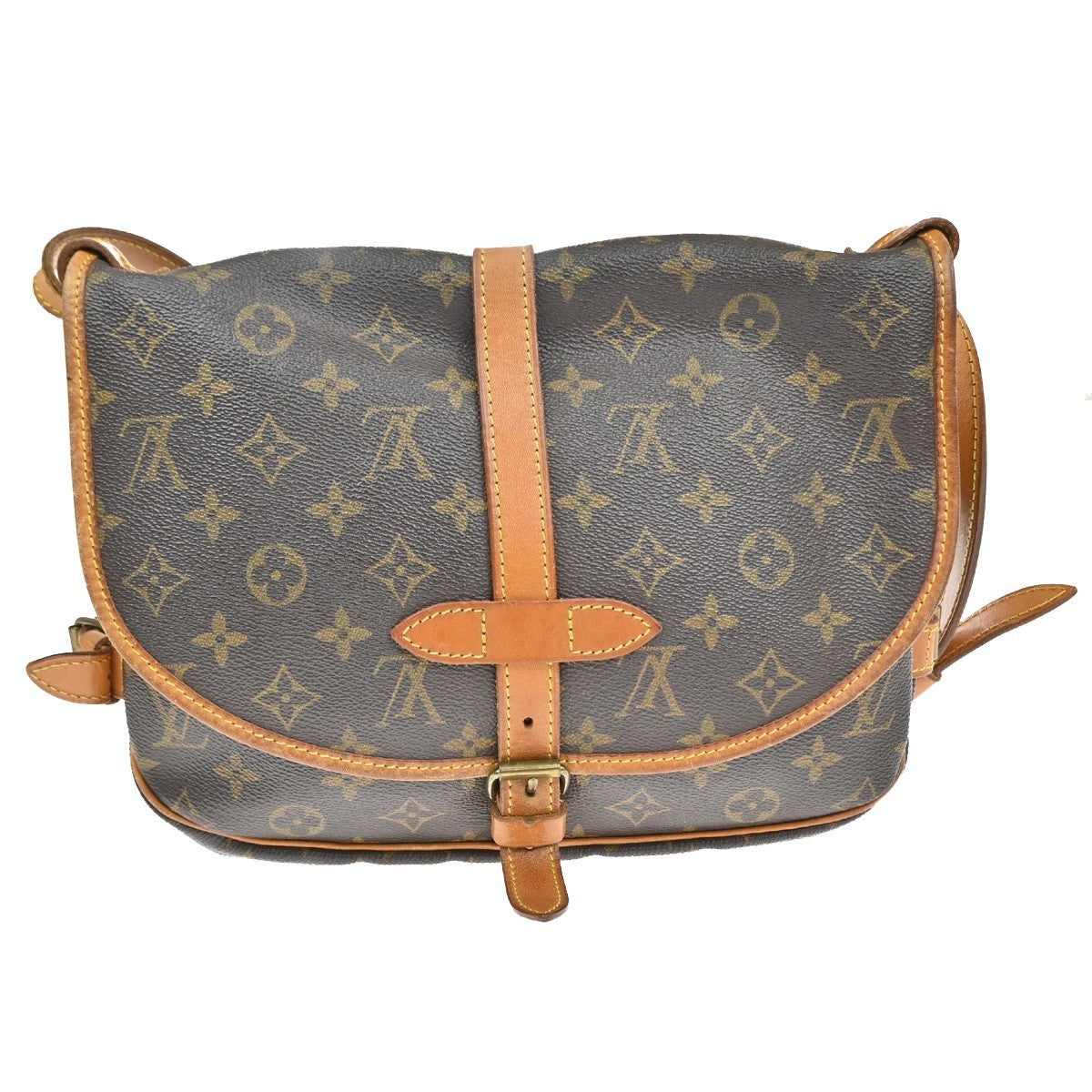 LOUIS VUITTON Logo Saumur 30 Shoulder Bag Monogram Leather Brown M42256 70CA884