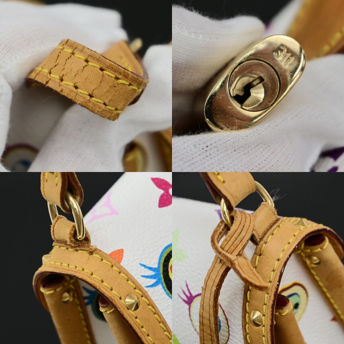 LOUIS VUITTON Eye Miss You Hand Bag Monogram Multi Color White M92055 307RF224