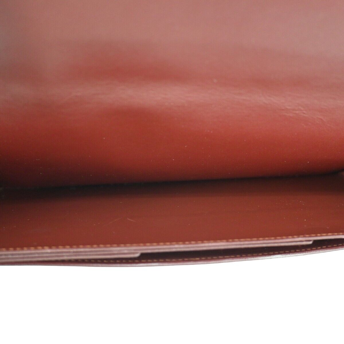 MUST DE CARTIER 2C Logo Wallet Clutch Hand Bag Leather Bordeaux Gold 07EA095