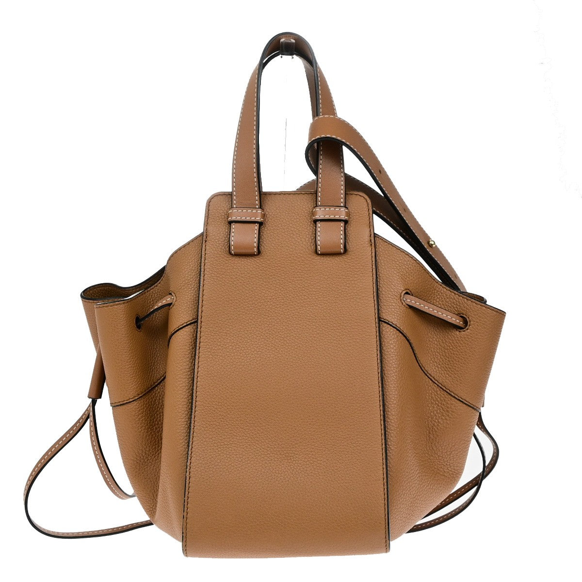LOEWE Logo Hammock Small 2Way Shoulder Hand Bad Leather Brown GHW Spain 683RL069