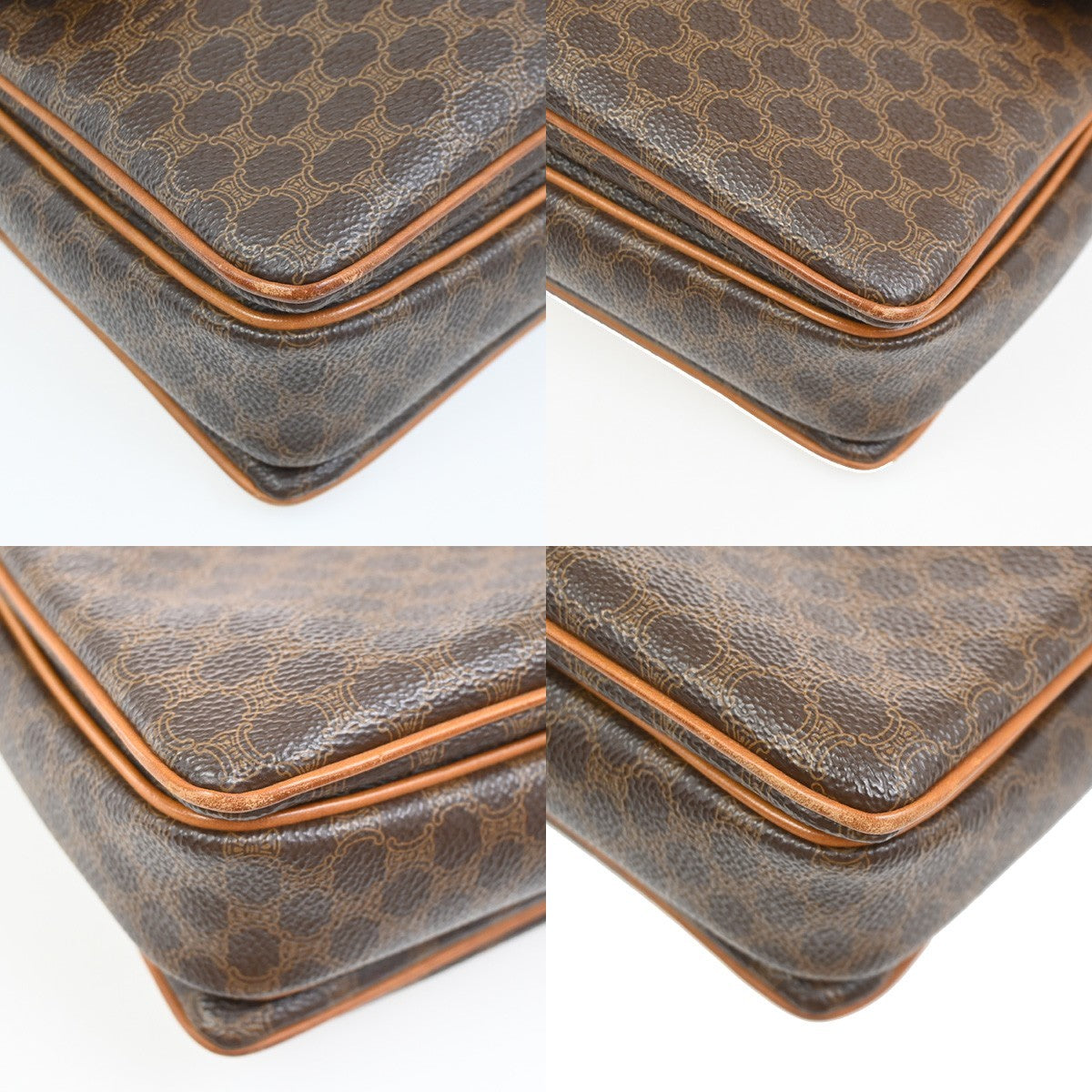 CELINE Logo Macadam Pattern Shoulder Bag PVC Leather Brown GHW Italy 61KC643