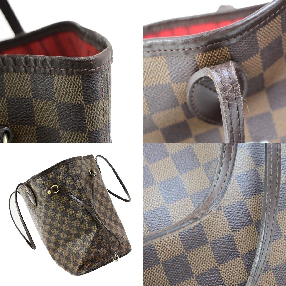 LOUIS VUITTON Neverfull MM Shoulder Bag Damier Ebene Leather BN N51105 99EC925