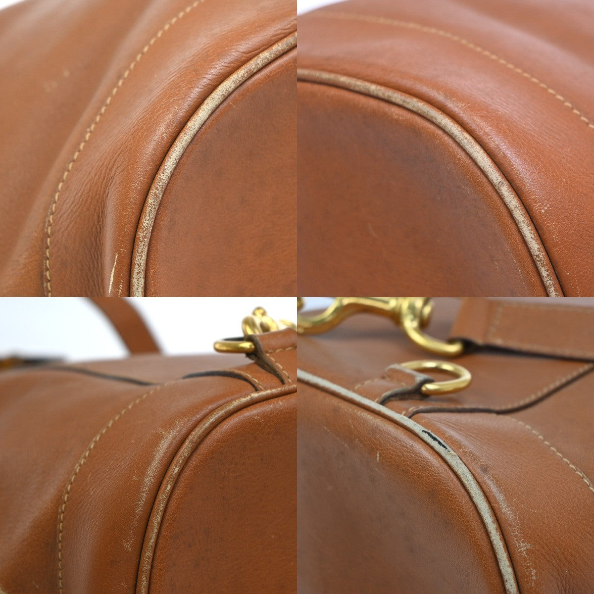 GUCCI Logo Bamboo 2way One Shoulder Body Hand Bag Brown Gold Italy 61EG228