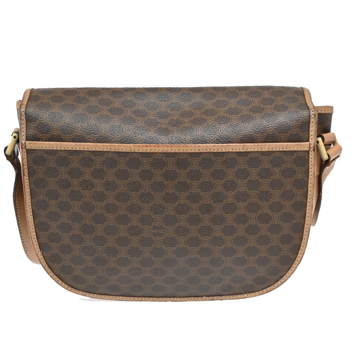 CELINE Logo Macadam Pattern Shoulder Bag PVC Leather Brown GHW Italy 63KB610