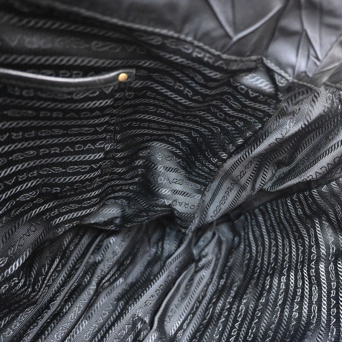 PRADA Logo Tessuto Gaufre 2Way Shoulder Bag Nylon Leather Black SHW 75KP251