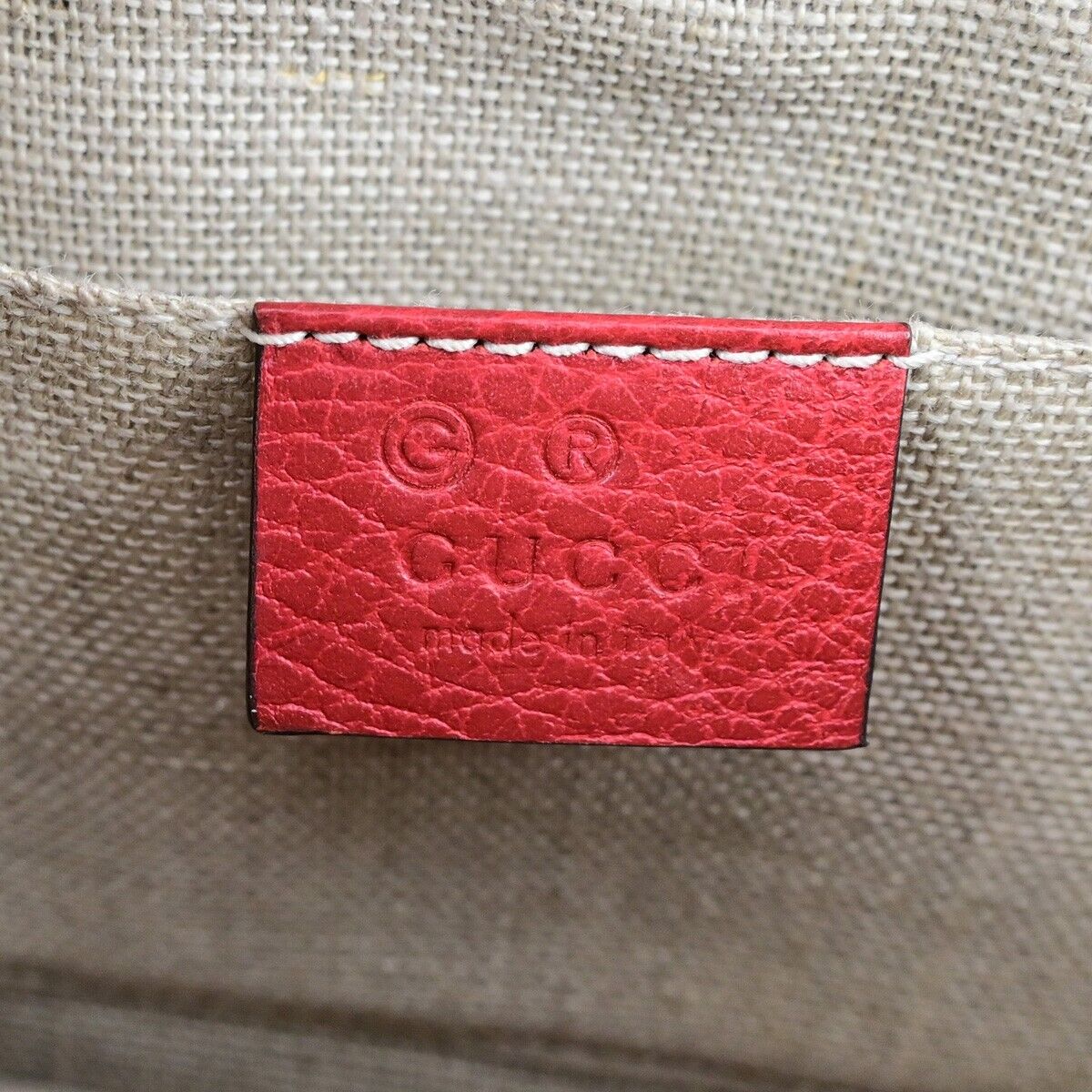 GUCCI Logo Interlocking G Mini Chain Shoulder Bag Leather Red GHW Italy 14ED352