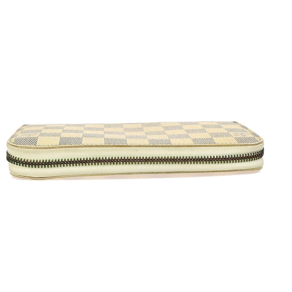 LOUIS VUITTON Zippy Wallet Purse Damier Azur Leather White N60019 05EB293