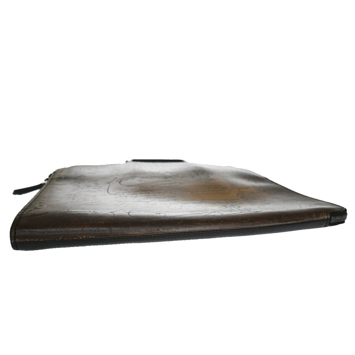 BERLUTI Lift Calligraphy 2Way Briefcase Clutch Hand Bag Leather Brown BK 44RH278