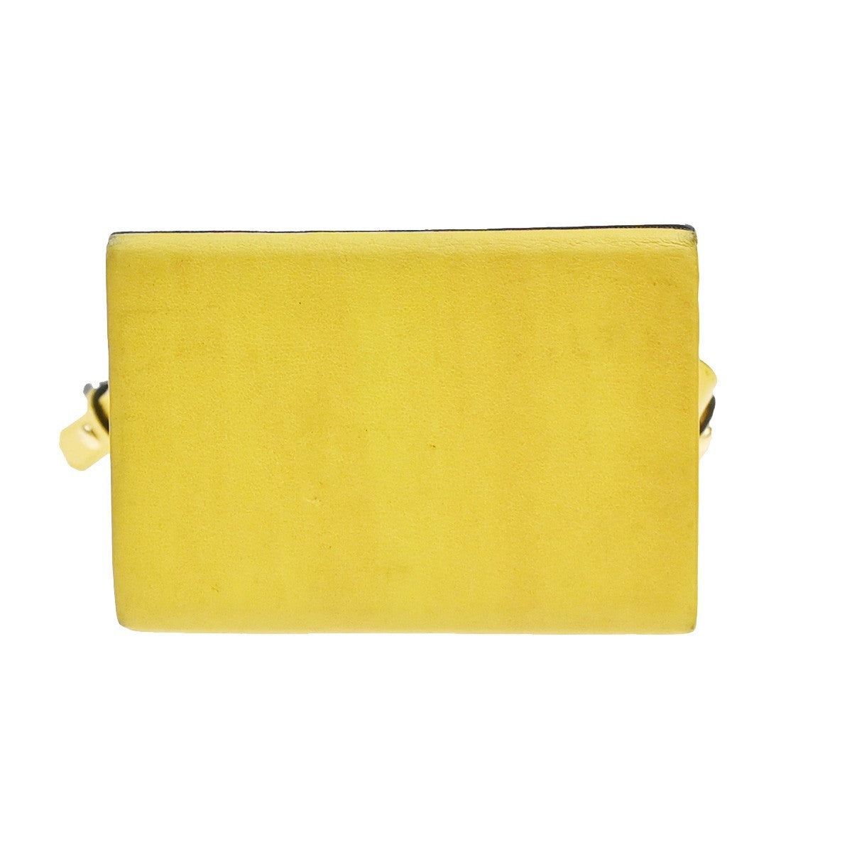 FENDI Logo Box Vertical Mini Shoulder Bag Leather Yellow GHW Italy 74YH947