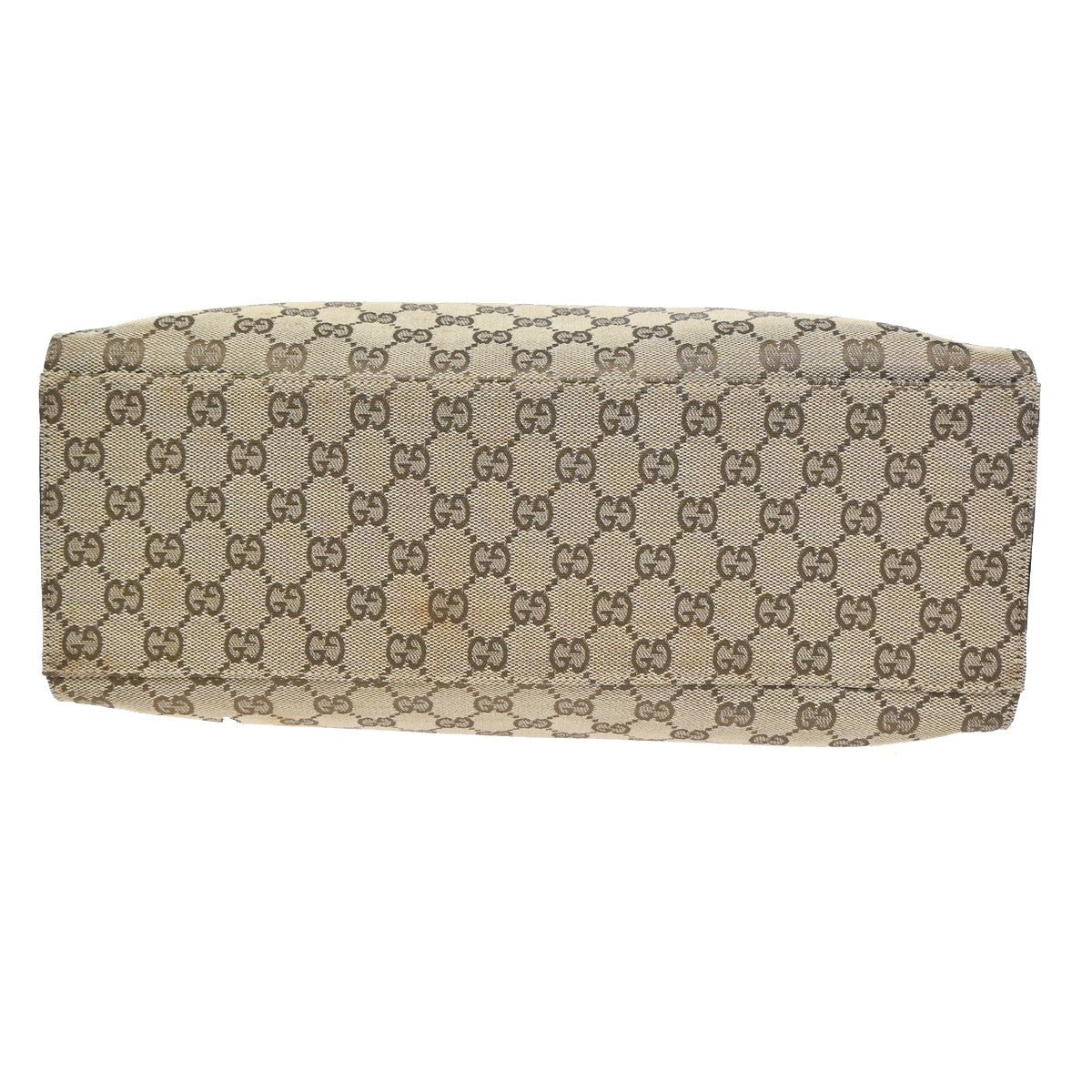 GUCCI Logo GG Pattern Hand Tote Bag Bamboo Canvas Leather BE Brown Italy 69ZA339