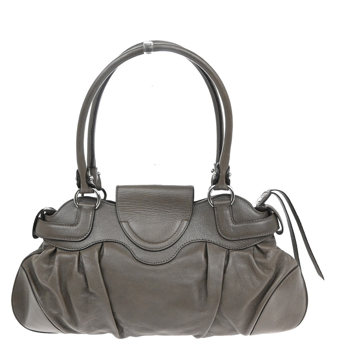 SALVATORE FERRAGAMO Logo Marisa Gancini Shoulder Bag Leather Gray Italy 69FB813