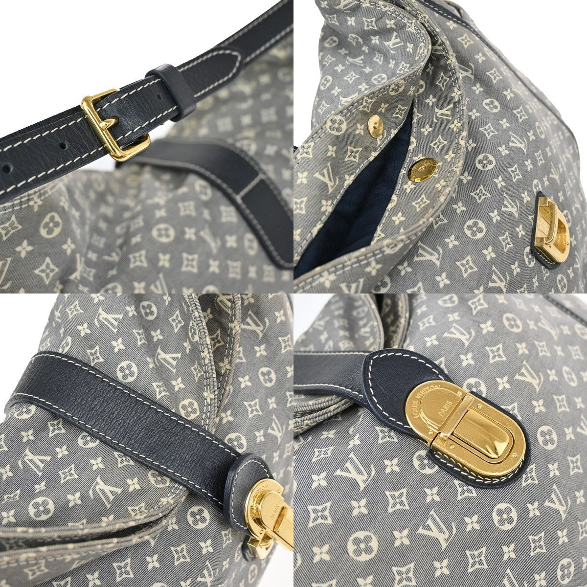 LOUIS VUITTON Romance Shoulder Bag Monogram Idylle Leather Blue M56700 73KB616