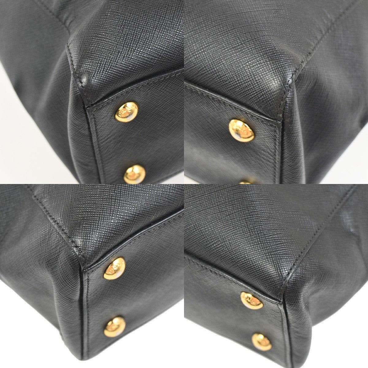 PRADA Logo Saffiano 2Way Shoulder Hand Bag Leather Black Nero GHW Italy 18KC948
