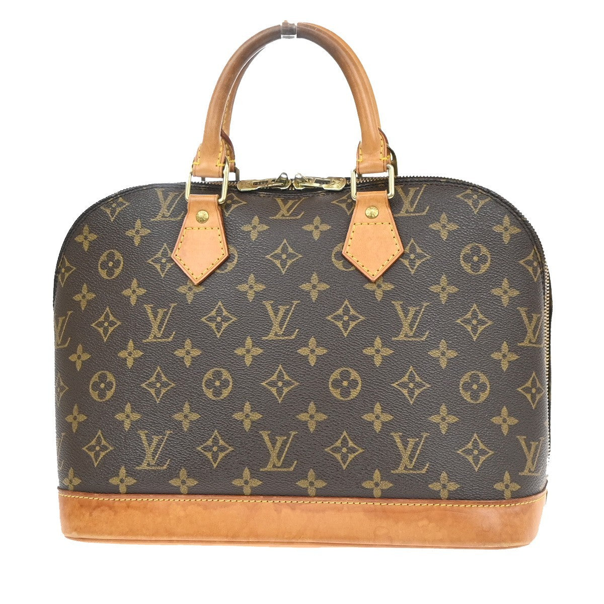 LOUIS VUITTON LV Logo Alma Hand Bag Monogram Leather Brown France M51130 70YJ230