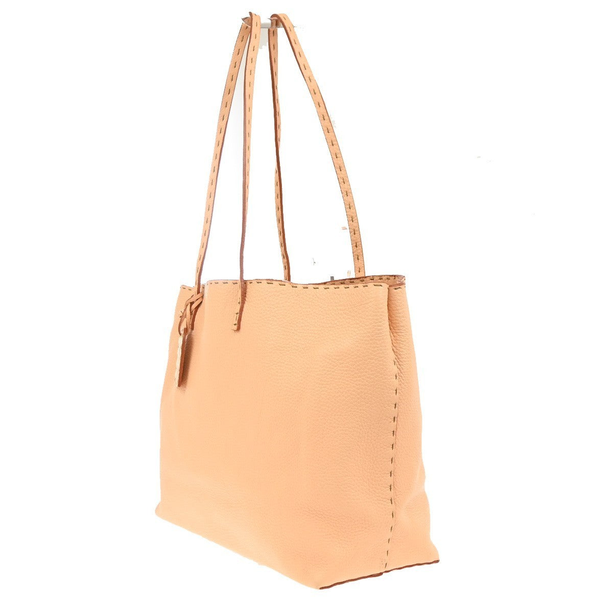 FENDI Selleria Logo Shoulder Tote Hand Bag Charm Leather Orange Italy 87MA291