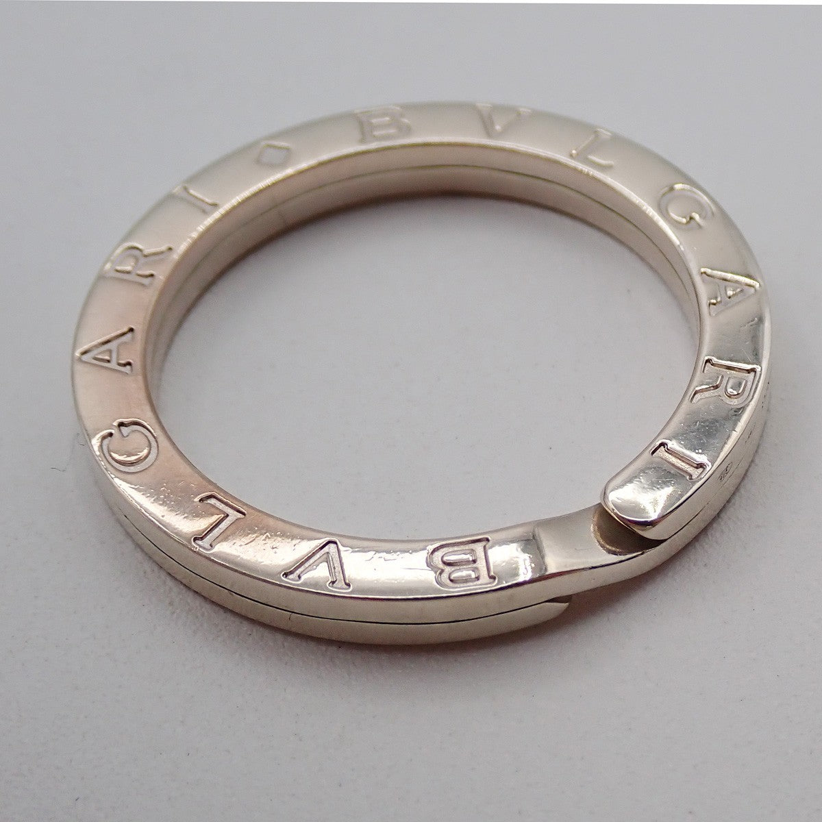 BVLGARI Logo Key Ring Silver Ag 925 Accessory Italy 02EG276