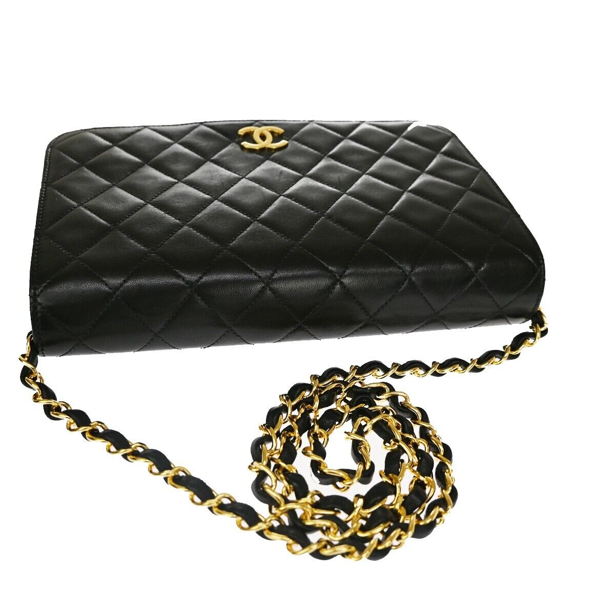 CHANEL CC Matelasse 23 Full Flap Chain Shoulder Bag Leather Black GHW 889RF068