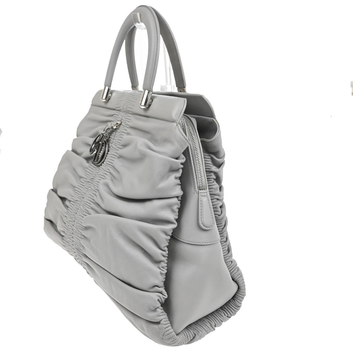 CHRISTIAN DIOR CD LOGO Karenina Hand Bag Leather Gray Italy 72KC914
