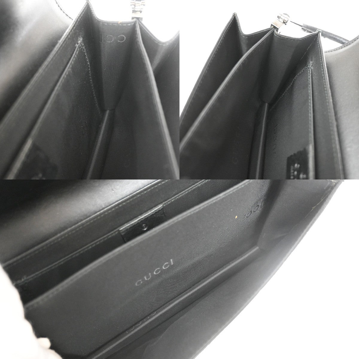 GUCCI Logo GG Shoulder Hand Bag Leather Black SHW Italy 66YJ174