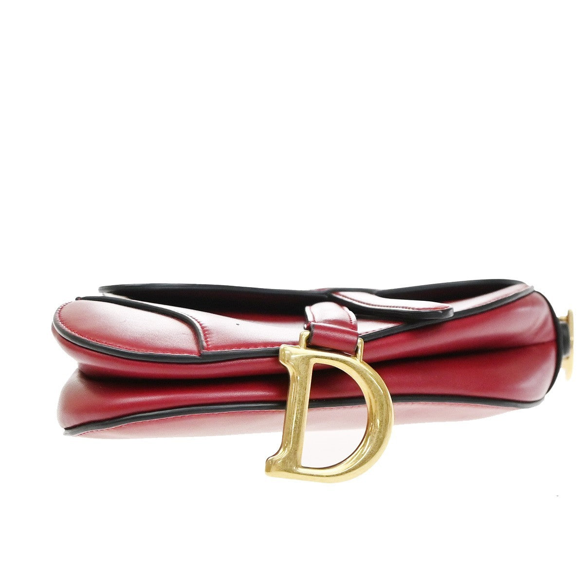 CHRISTIAN DIOR Mini Saddle Hand Bag Leather Red GHW 652RP172