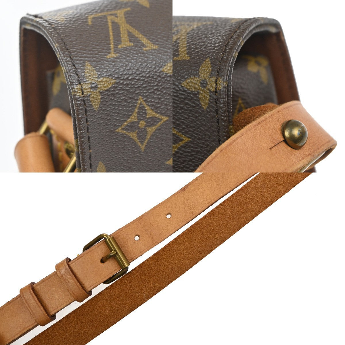 LOUIS VUITTON Cartouchiere MM Shoulder Bag Monogram Leather Brown M51253 82KD042