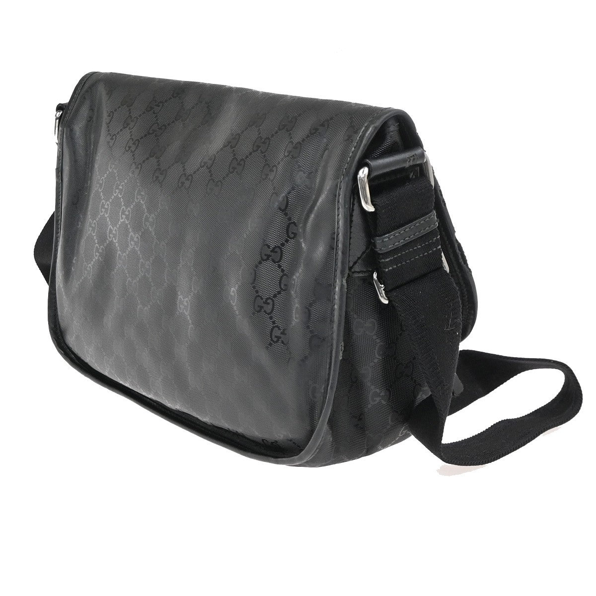 GUCCI Logo GG Pattern Imprime Shoulder Bag PVC Leather Black SHW Italy 34KC635