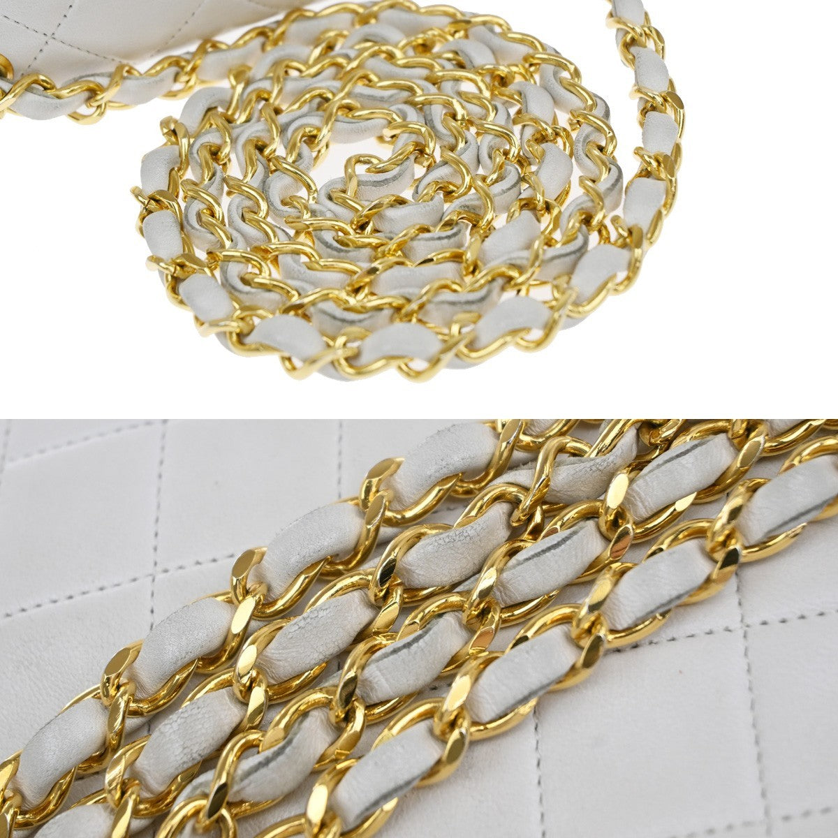 CHANEL CC Mini Matelasse Chain Shoulder Bag Leather White GHW Vintage 371RP176