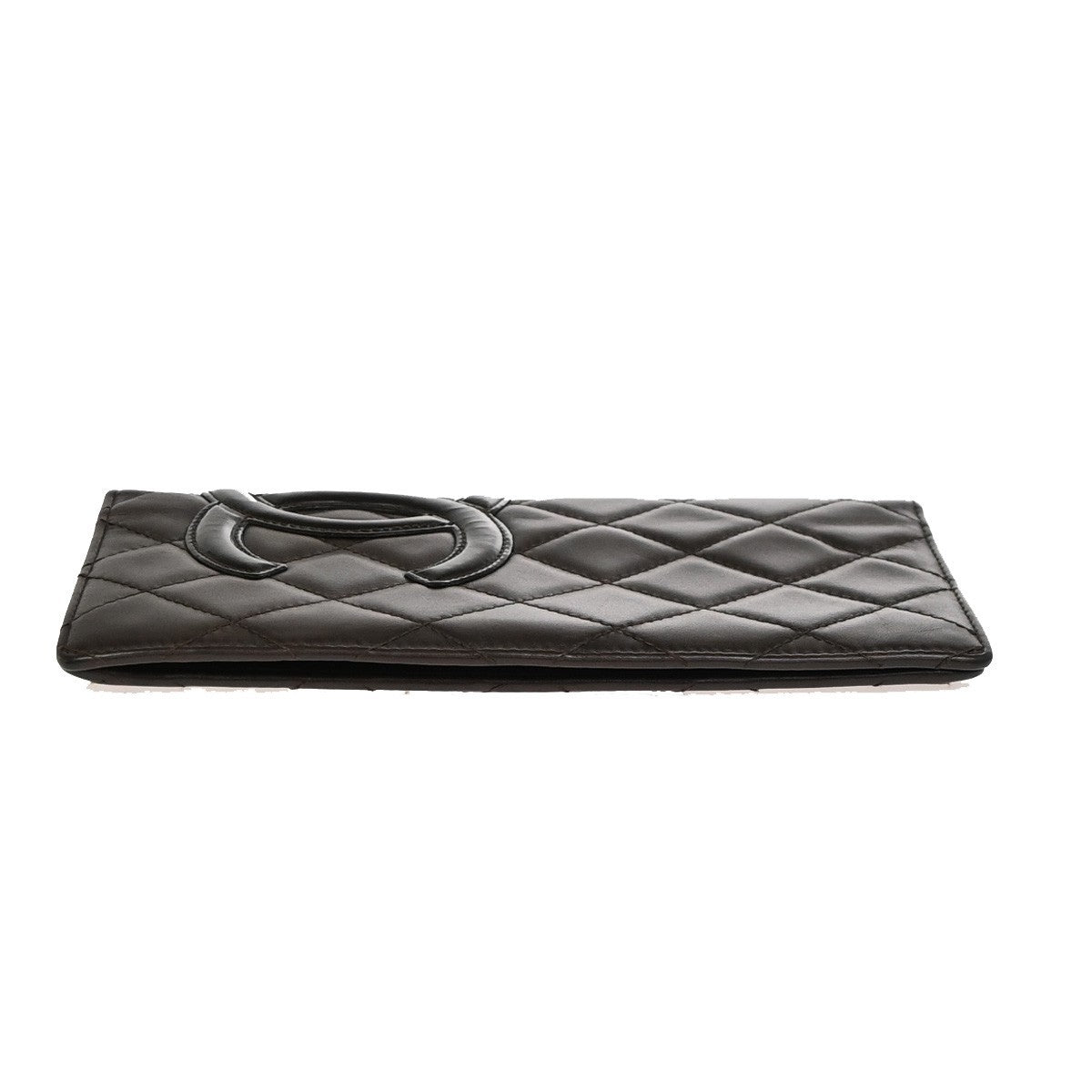 CHANEL CC Logo Cambon Ligne Long Wallet Quilted Leather Brown SHW 83KC692