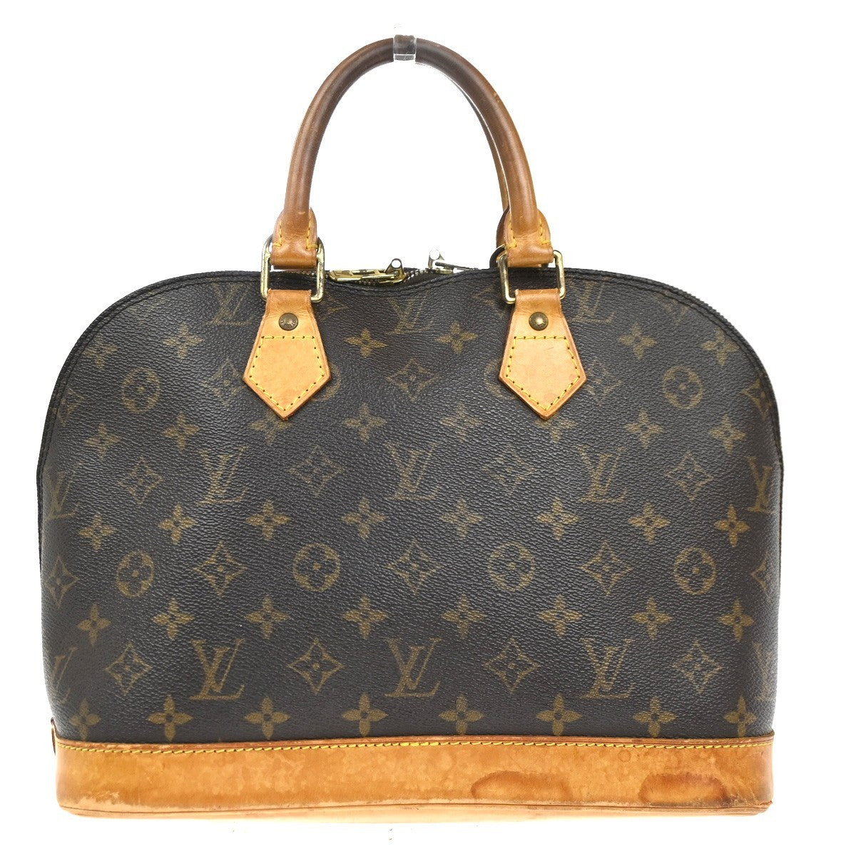 LOUIS VUITTON LV Logo Alma Hand Bag Monogram Leather Brown France M51130 36KC363