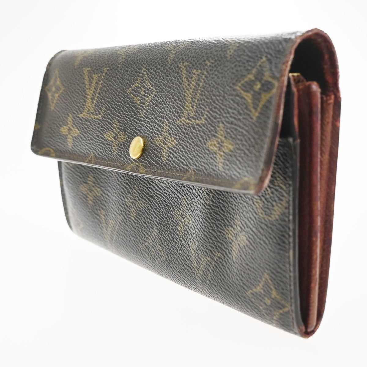 LOUIS VUITTON LV Logo 2 Set Bifold Wallet Monogram Leather Brown 02KC912