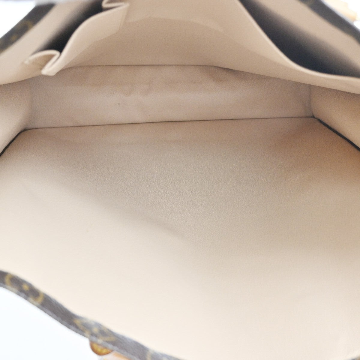LOUIS VUITTON Logo Sac Plat Hand Tote Bag Monogram Leather Brown M51140 13SA100