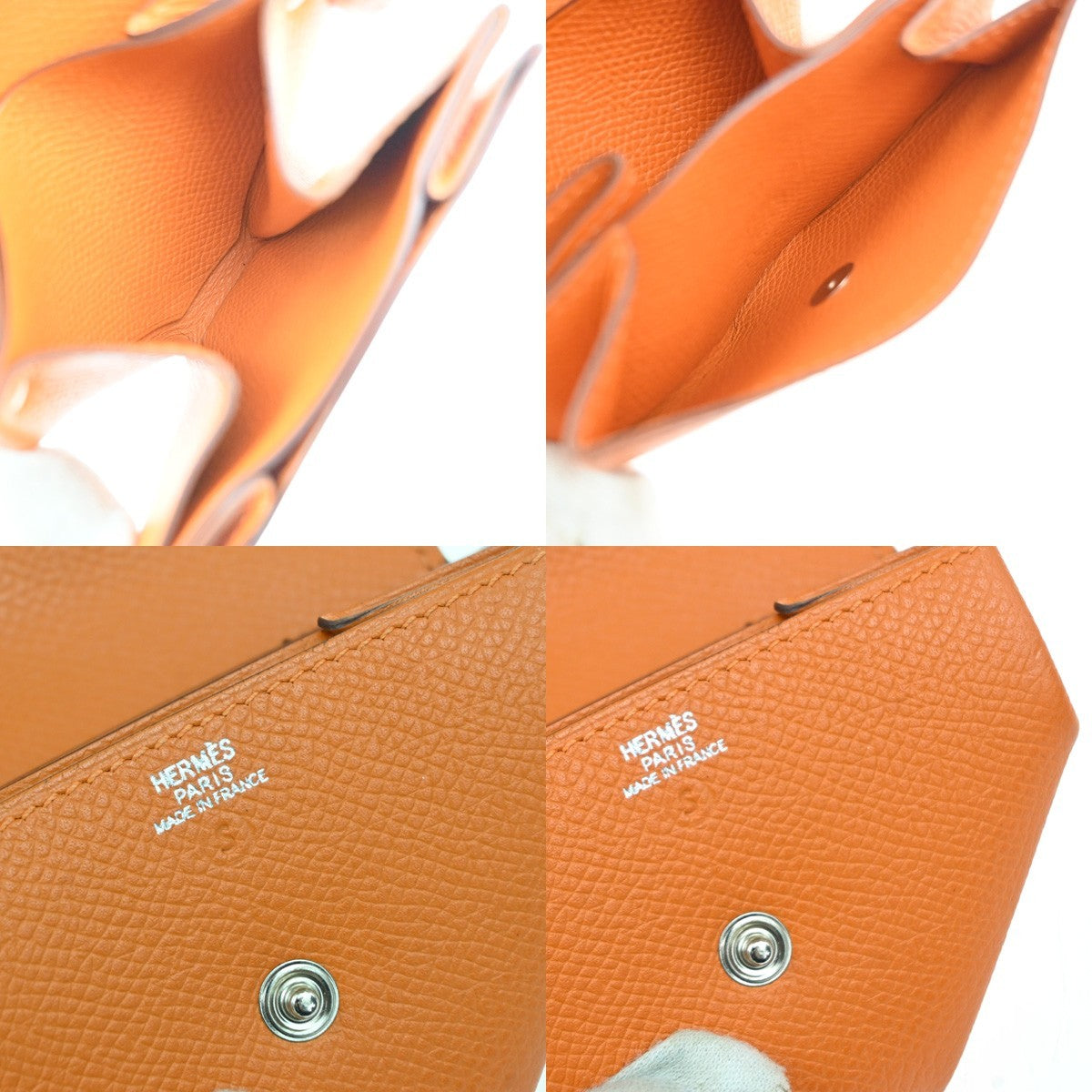 HERMES Logo Le Vingt Quatre Coin Case Epsom leather Orange France 30MA588