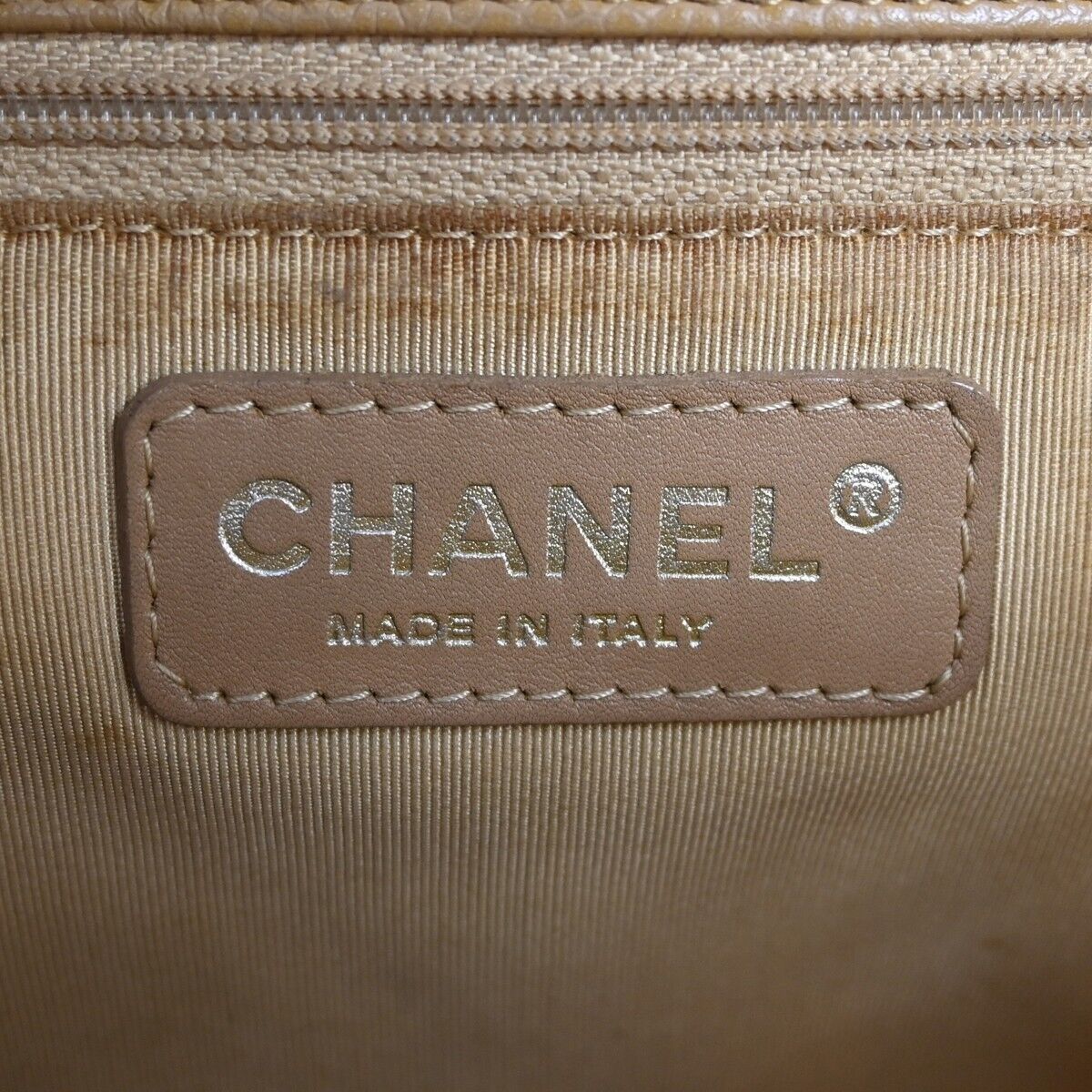 CHANEL CC Matelasse PST Chain Shoulder Bag Caviar Leather Beige GHW 695RH982