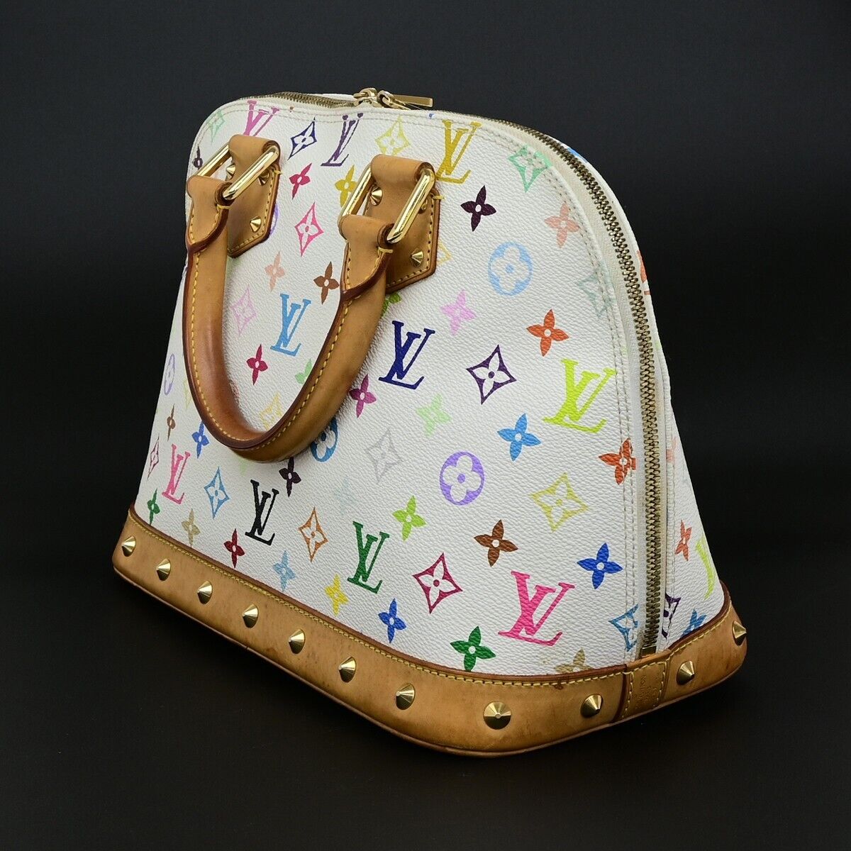 LOUIS VUITTON LV Logo Alma Hand Bag Monogram Multi Color White M92647 689RF219