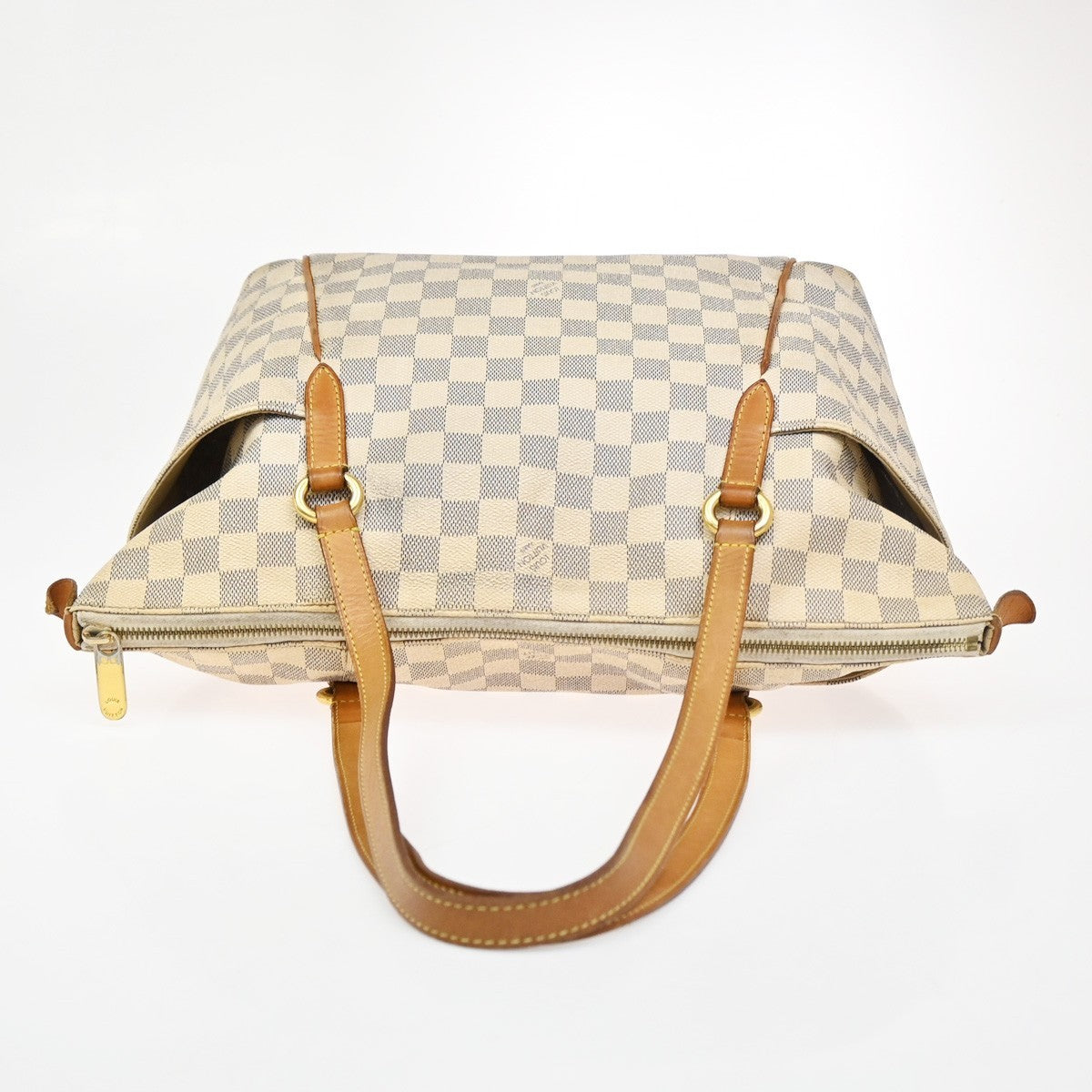 LOUIS VUITTON Totally MM Shoulder Bag Damier Azur Leather White N51262 76ZA274