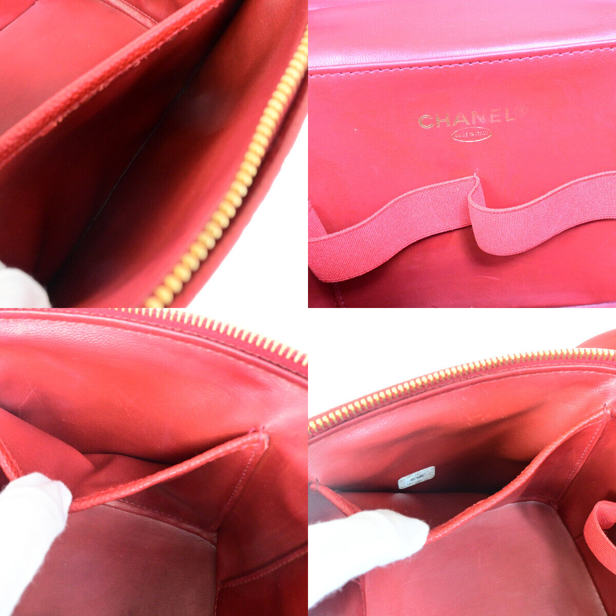 CHANEL CC Logo 2Way Vanity Hand Bag Caviar Skin Leather Red GHW Vintage 309RK387