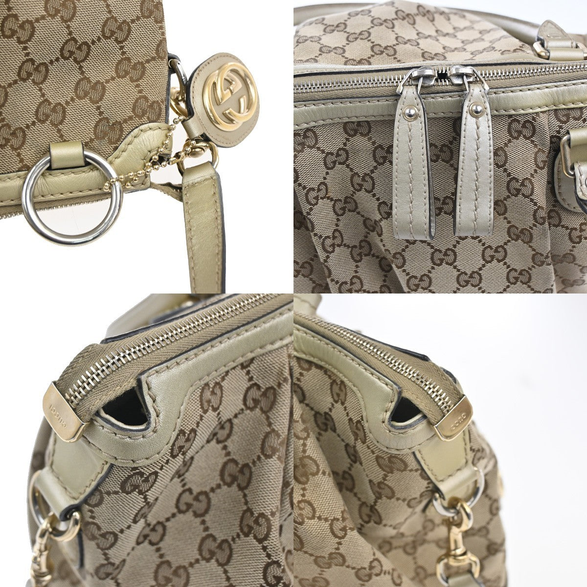 GUCCI GG Pattern Sukey 2Way Shoulder Hand Bag Canvas Leather Brown Gold 85CA725