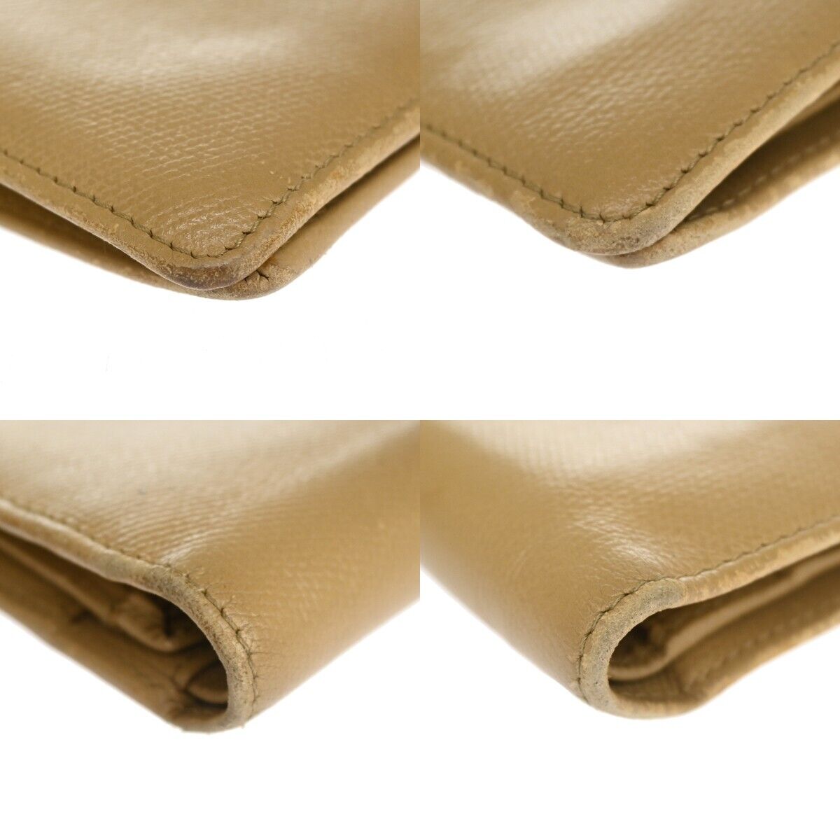 CHANEL CC Logo Long Bifold Wallet Purse Leather Beige Gold-Plated Italy 60GA245