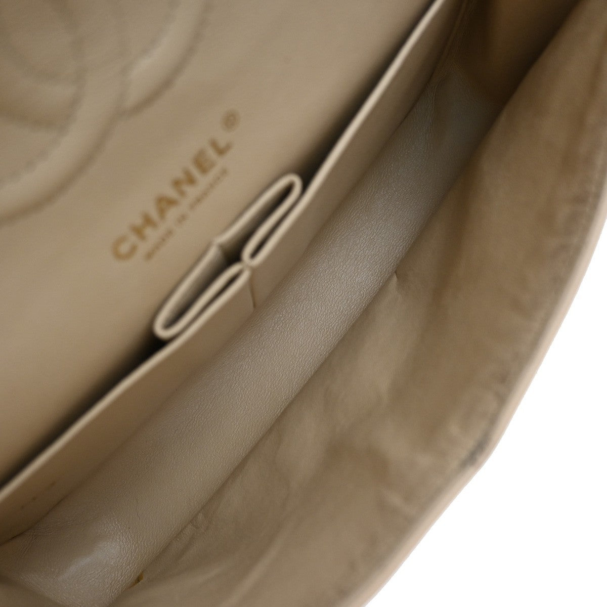 CHANEL CC Matelasse 25 Double Flap Chain Shoulder Bag Leather Beige GHW 827RF945