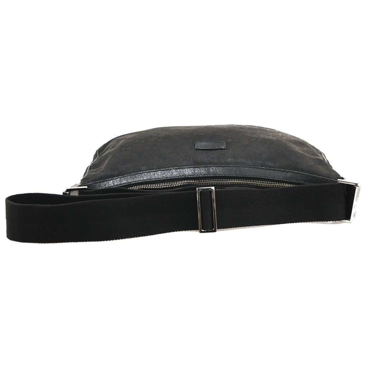 GUCCI Logo GG Pattern Shoulder Hand Bag Canvas Leather Black SHW Italy 62MA493