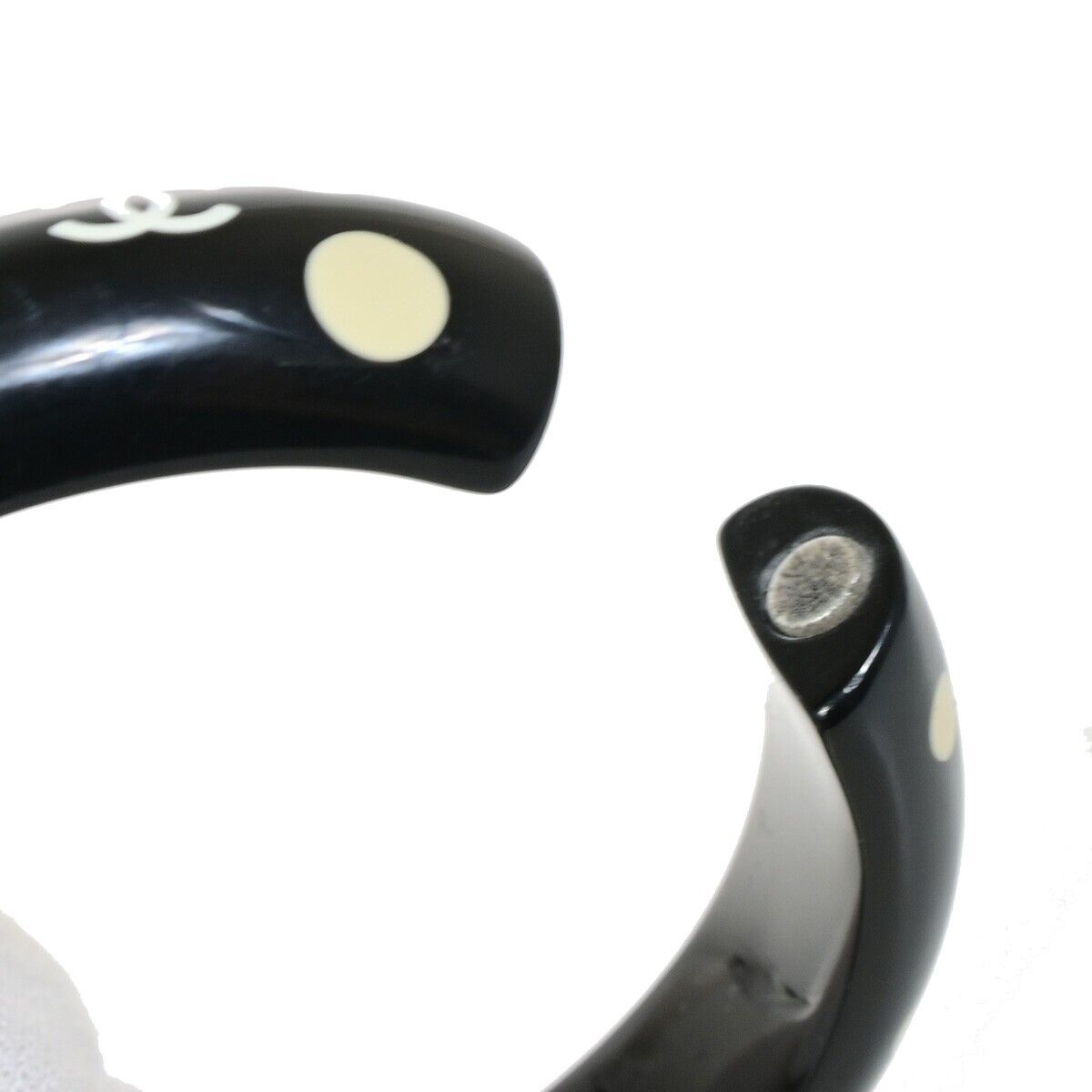 CHANEL CC Logo Dots Bangle Bracelet 05C Black France Accessory 62YF125