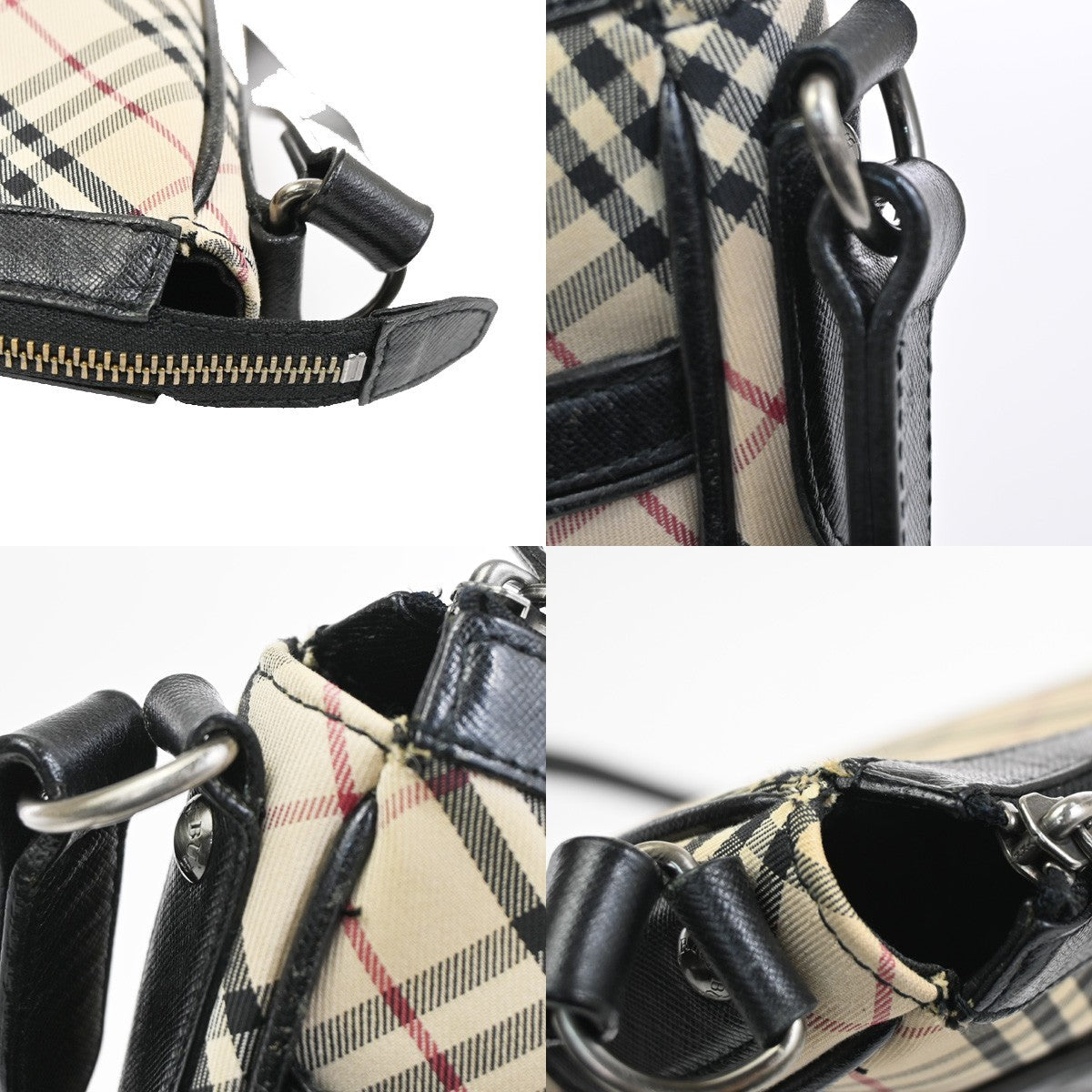 BURBERRY Logo Nova Check Crossbody Shoulder Bag Canvas Leather Beige BK 87RL986