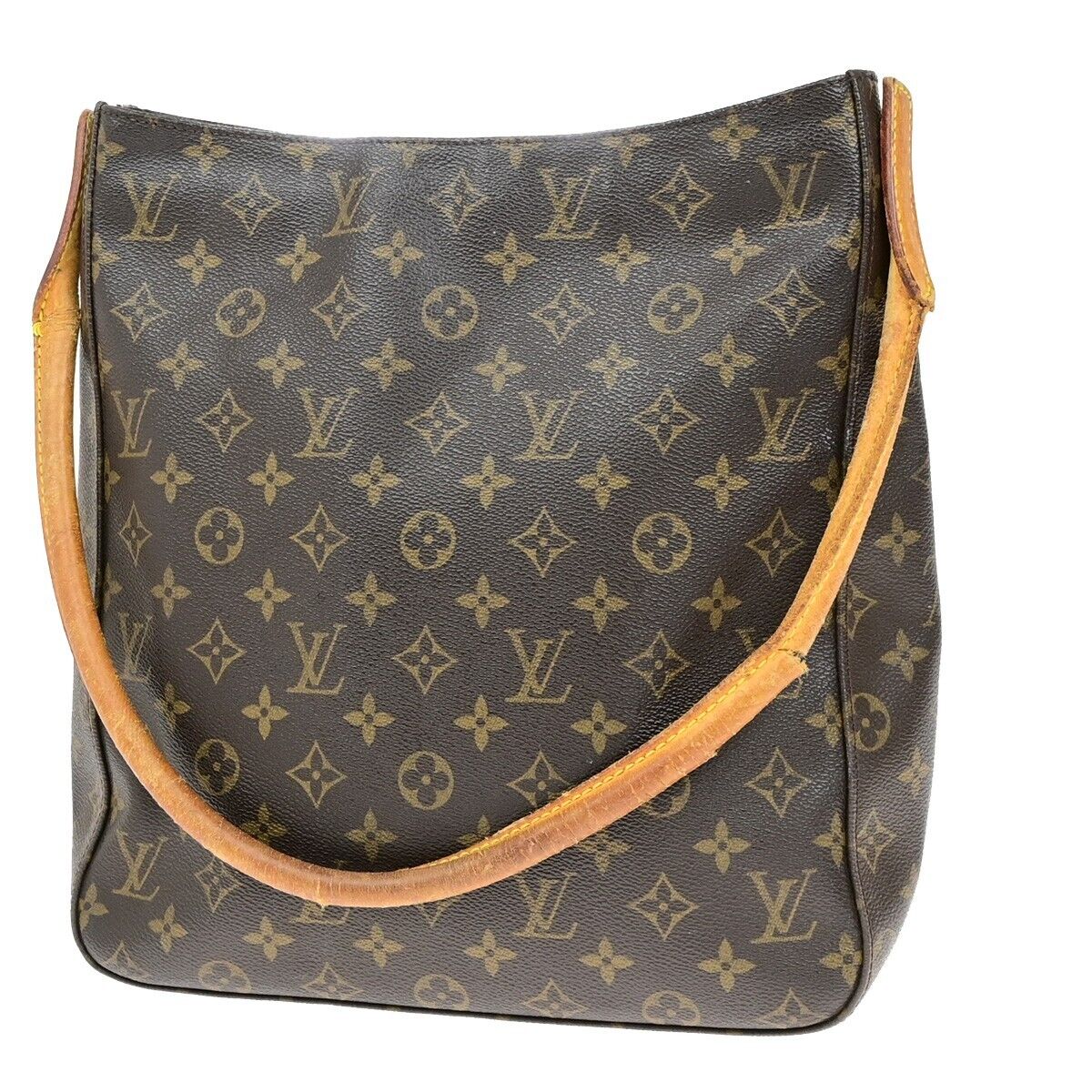 LOUIS VUITTON Logo Looping GM Shoulder Bag Monogram Leather Brown M51145 01ED693