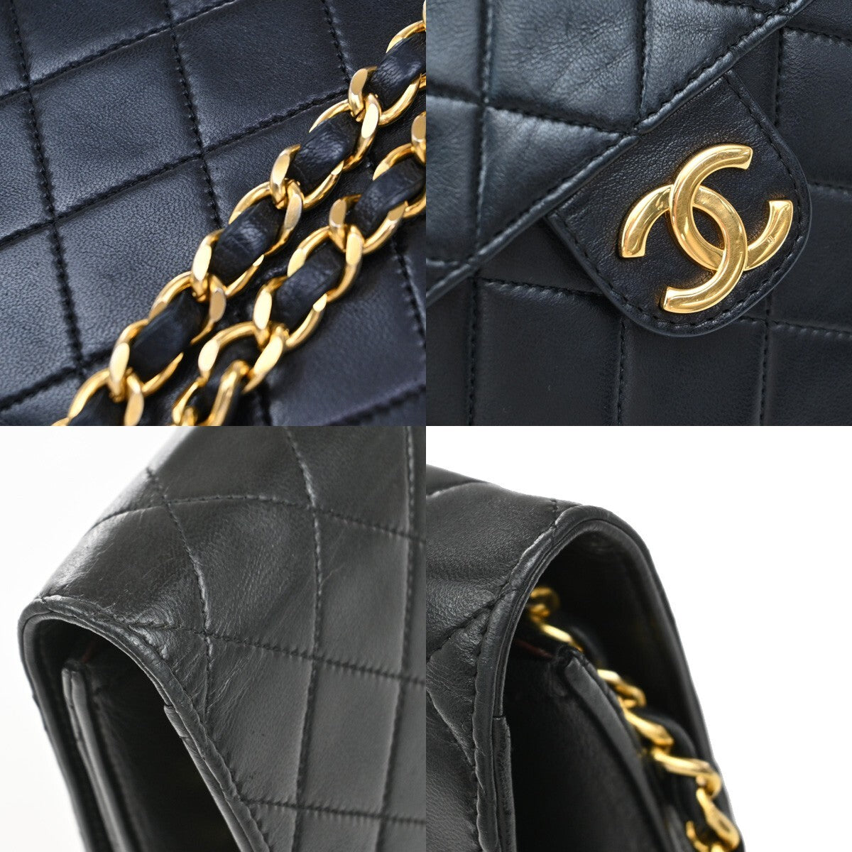 CHANEL CC Logo Matelasse 25 Chain Shoulder Bag Leather Black GHW 675RF301