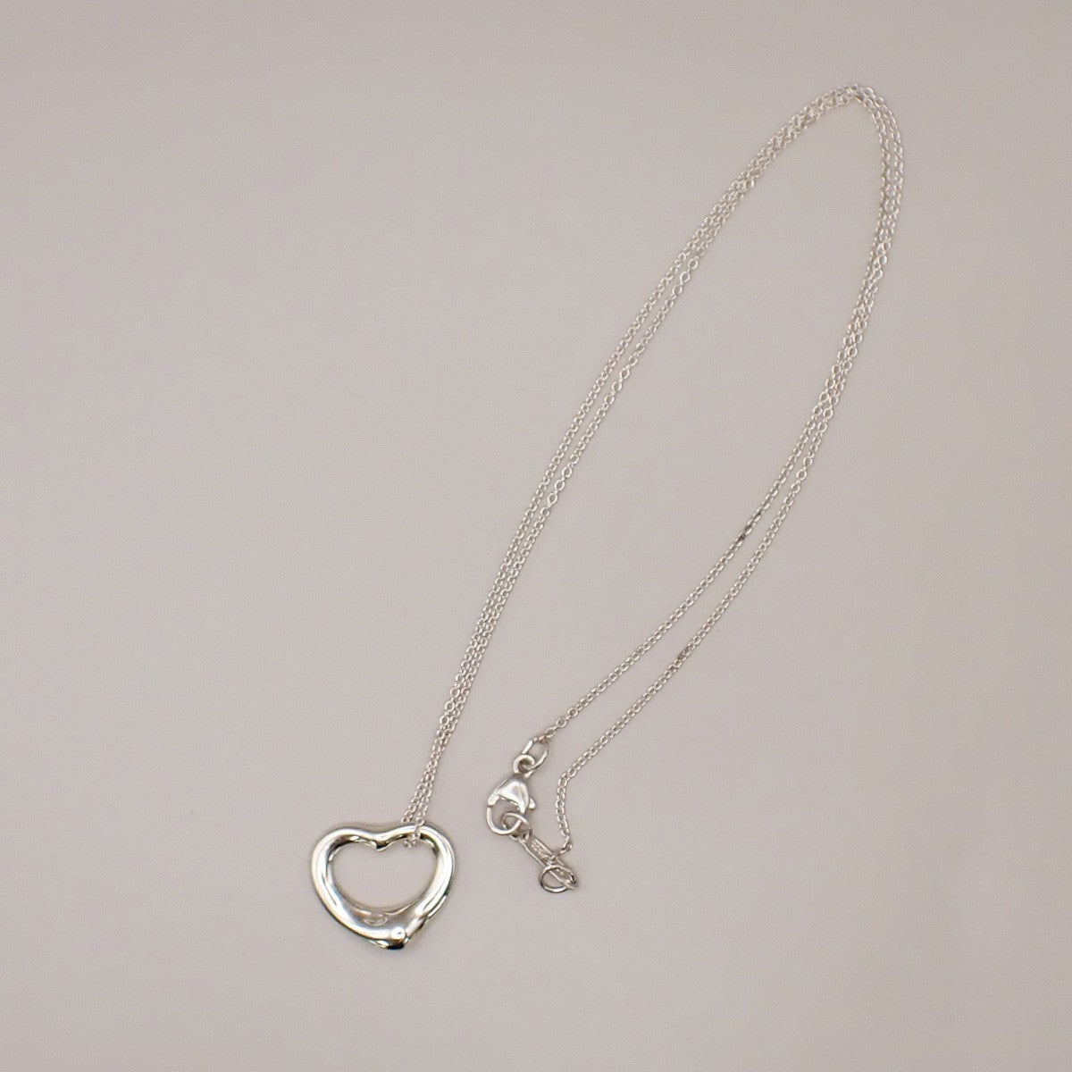 TIFFANY & CO. Logo Open Heart 16mm Chain Necklace Silver AG925 05CA057