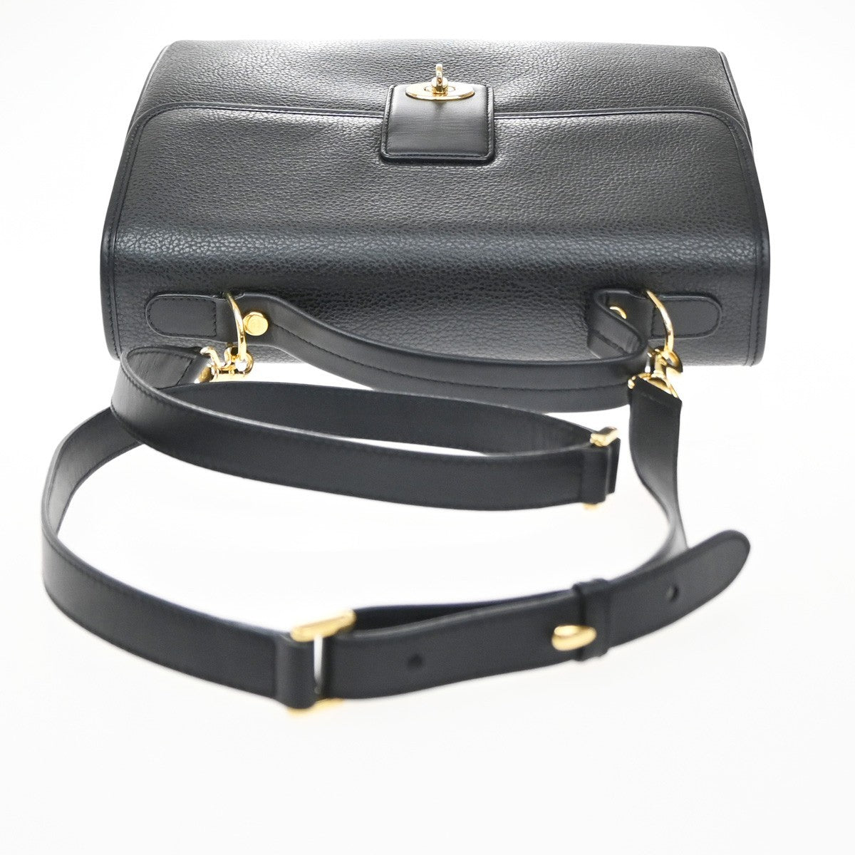 GUCCI Logo 2Way Shoulder Hand Bag Leather Black GHW Italy 12YJ154