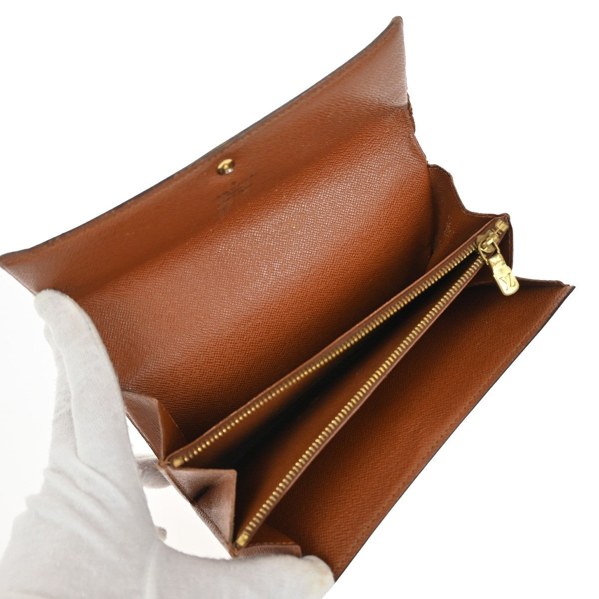 LOUIS VUITTON 3 Set Bifold Trifold Wallet Purse Monogram Leather Brown 04KB648