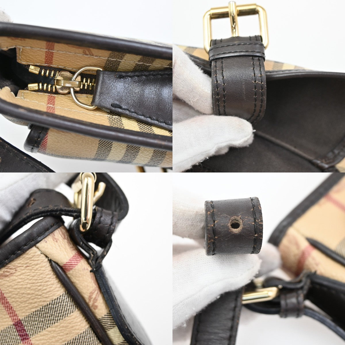 BURBERRY Shadow Horse Nova Check Shoulder Bag PVC Leather Beige BN GHW 80DA151