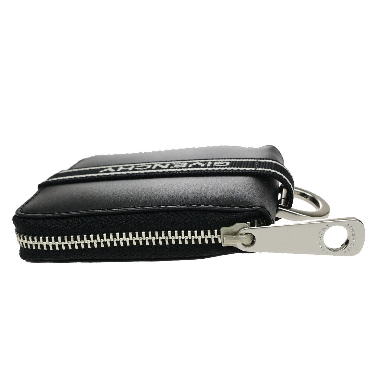 GIVENCHY Logo Zipper Compact Wallet Purse Leather Black SHW 04YJ252